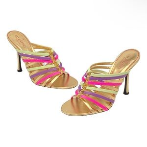 Valentino Garavani Gold and Multicolor Heels